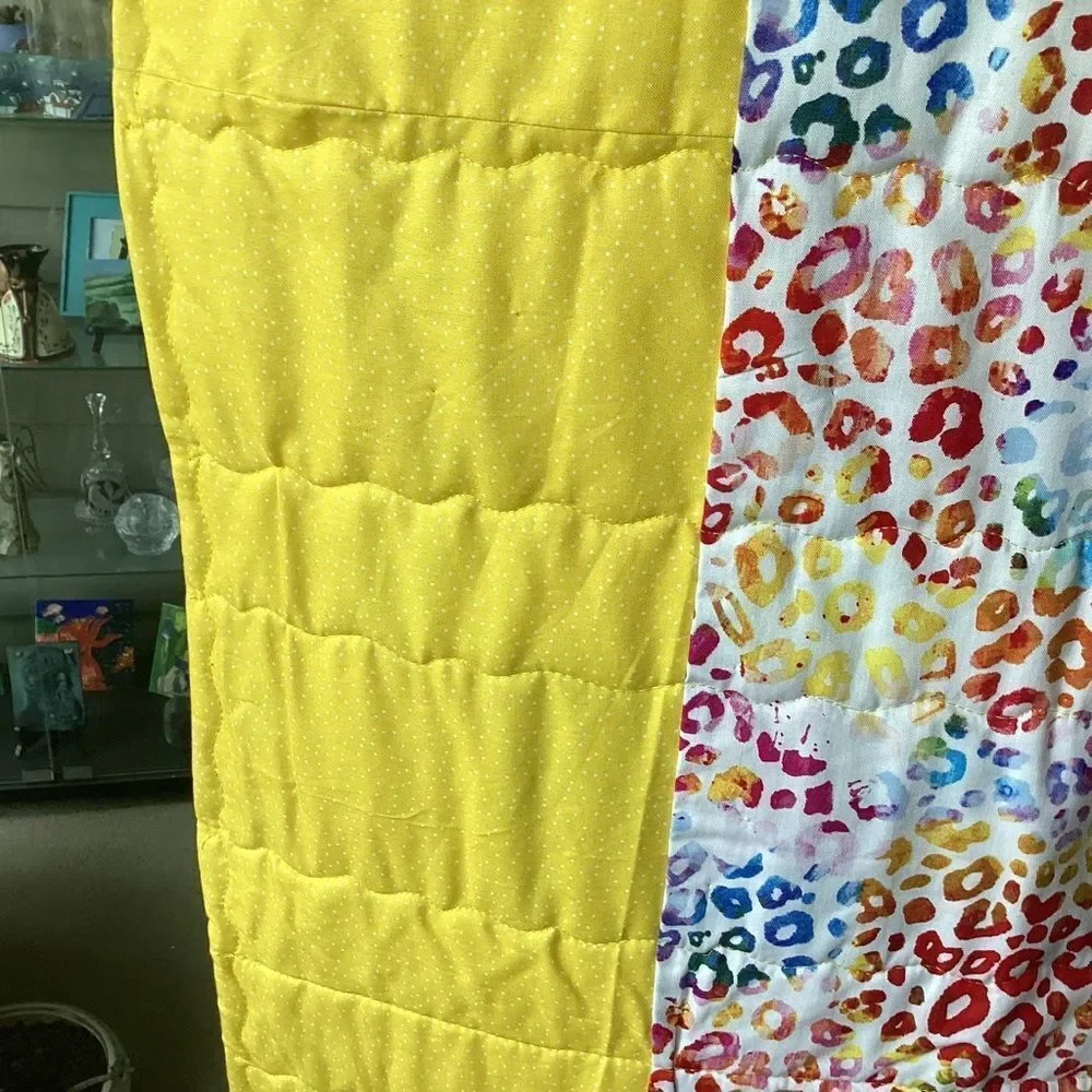 NWT. Hand Crafted Patchwork Yellow and Brown Quilt